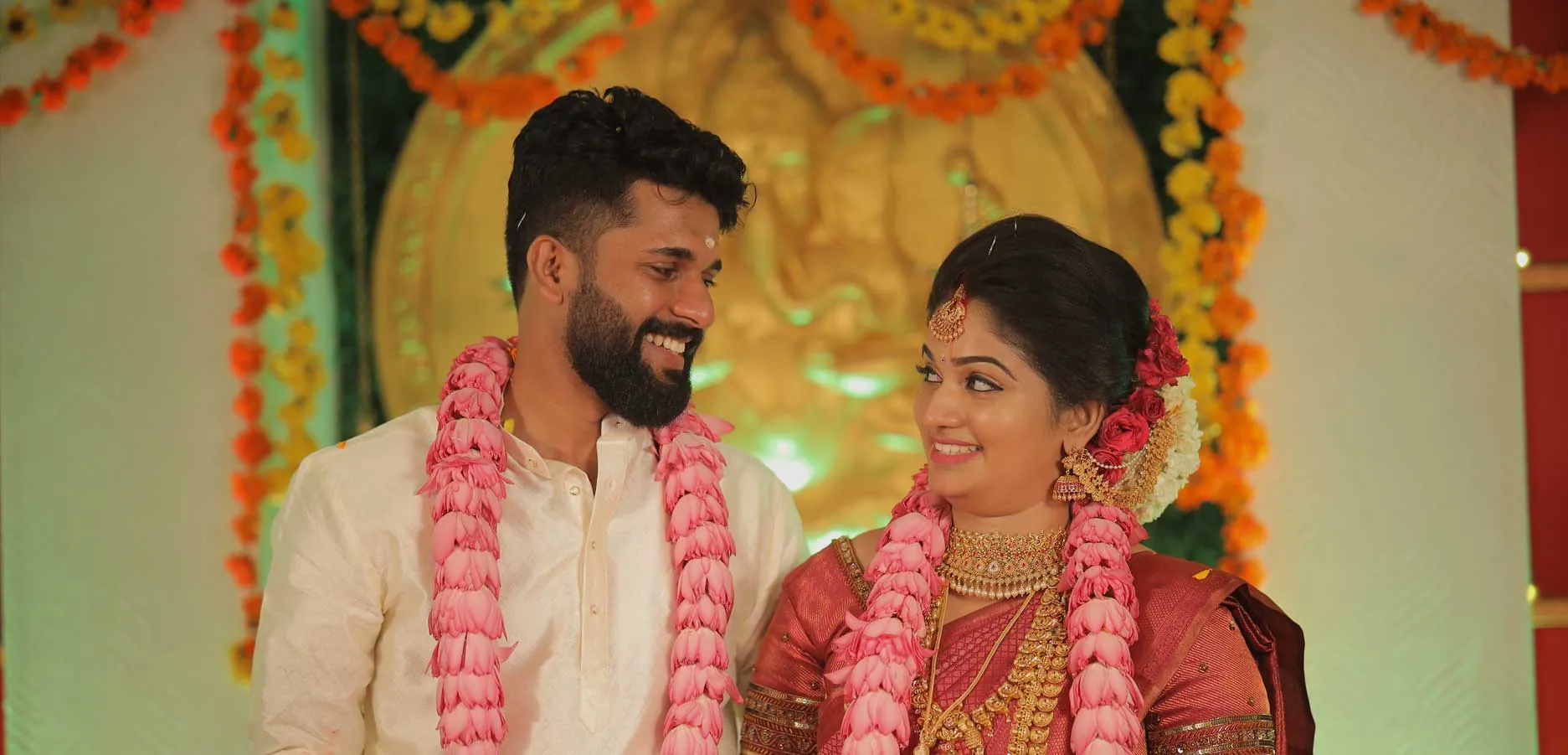 Bride and groom at their wedding ceremony